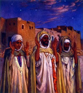 Illustration représentant des pèlerins arabes musulmans en route vers La Mecque