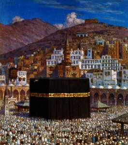Illustration représentant des pèlerins musulmans à la Kaaba à La Mecque. par Nasreddine Dinet (Alphonse-Étienne Dinet) - Alphonse Etienne Dinet