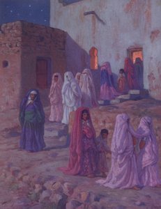 Musulmans quittant la mosquée du village à la veille de Mouled, illustration d