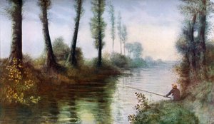 Un canal avec un pêcheur, vers 1857-1911, 1912