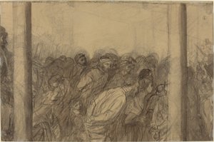 Foule de gens vue entre deux colonnes (verso) - Alphonse Legros