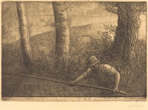 Pêcheur avec un filet cerceau - Alphonse Legros