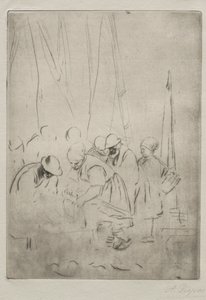 Pêcheurs sur le quai à Boulogne - Alphonse Legros