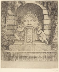 Fontaine : masque, enfants et bassin