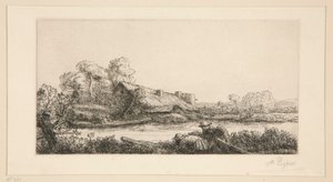 La ferme sur la rivière : Effet du soir - Alphonse Legros