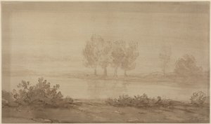 Paysage - quatre arbres au-delà d
