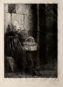 Paysage dans les environs de Boulogne, dit Femme avec un panier - Alphonse Legros