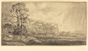 Paysage avec deux arbres