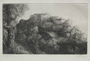 Paysage avec bâtiments - Alphonse Legros