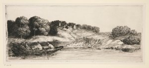 Le paysage au bateau (1ère planche) - Alphonse Legros