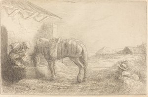 Homme abreuvant un cheval - Alphonse Legros