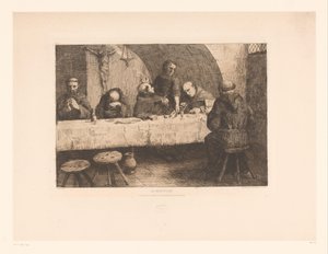 Réfectoire avec des moines priant