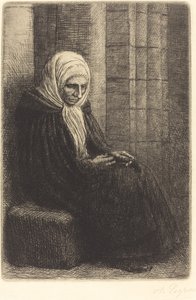 Femme assise contre un mur, enfant avec la tête dans son giron - Alphonse Legros