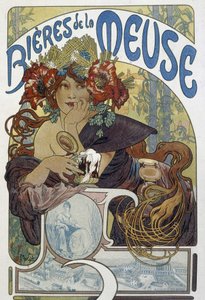 Les bières de la Meuse - publicité, Arts Déco - Alphonse Marie (after) Mucha