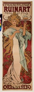 Affiche de publicite pour le champagne Ruinart - Alphonse Marie Mucha