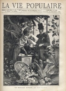 Un homme élégant achète des fleurs dans une boutique de fleuriste. Illustration par Alfons Maria Mucha (Alphonse Marie Mucha)