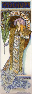 Divertissement. Gismonda, pièce de Victorien Sardou avec Sarah Bernhardt au Théâtre de la Renaissance, Paris. Affiche par Mucha, France - Alphonse Marie Mucha
