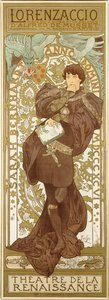 Lorenzaccio, représentant la figure debout de Sarah Bernhardt dans le rôle, 1896 - Alphonse Mucha