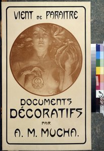 Publicité pour la monographie Documents décoratifs par A. M. Mucha - Alphonse Marie Mucha