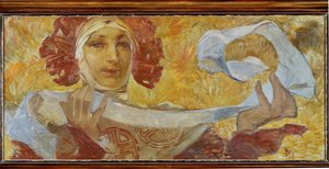 Femme avec un foulard - Alphonse Marie Mucha