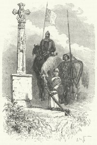 Ferdinand Ier de León priant devant une croix - Alphonse Marie de (after) Neuville