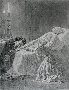 La Mort de Jean Valjean, illustration des Misérables de Victor Hugo (1802-85) - Alphonse Marie de after Neuville