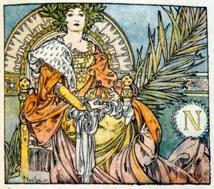 Illustration par Alphonse Mucha de "Clio" une œuvre de l