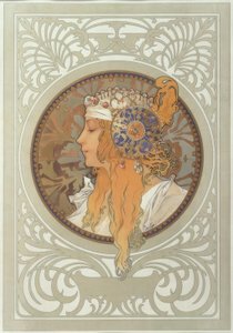 Tête byzantine: Blonde - Alphonse Mucha