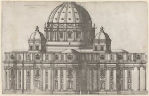 Vue Longitudinale de Saint-Pierre, Rome - Ambrogio Brambilla, after Michelangelo