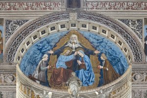 Couronnement de la Vierge Marie avec Dieu et le Saint-Esprit entre Francesco et Ludovico Sforza