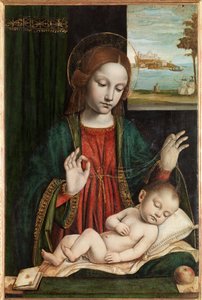 Madonna et Enfant endormi (Madonna du Voile) - Ambrogio da Fossano (c.1460 1523)