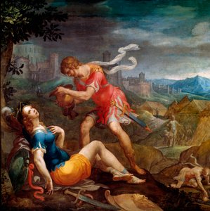 Tancrède baptise Clorinde Illustration pour le poème La Jérusalem délivrée par Torquato Tasso - Ambroise Dubois