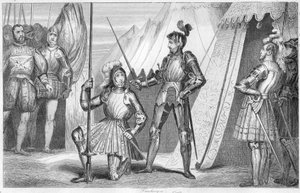 François Ier de France demandant à être adoubé par le Chevalier Bayard après la victoire à la bataille de Marignan, Italie