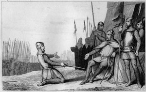 Henri I (1008-1060) pardonne à son frère Robert le Vieux en 1032 - Gravure de 1825 dans « Histoire de France »