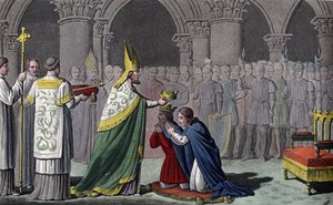 Louis III (863-82) et Carloman (865-84) couronnés ensemble (879) à l