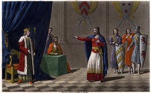 Louis V le Fainéant (c. 967-987), proclamé roi de France par la protection de Hugues Capet, futur roi de France, en 986. Dessiné et gravé par Ambroise Tardieu en 1825 - Ambroise Tardieu