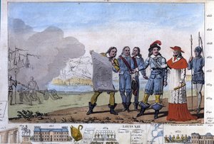 Louis XIII (1601-1643) et le cardinal Richelieu au siège de La Rochelle, place d