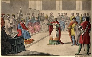 Philippe V dit «Le Long» (1294-1322). Les États généraux, convoqués au Louvre, déclarèrent Philippe V roi et exclurent de la couronne sa nièce Jeanne en 1316; appliquant ainsi la loi salique. Il succéda à Jean Ier posthume - Ambroise Tardieu