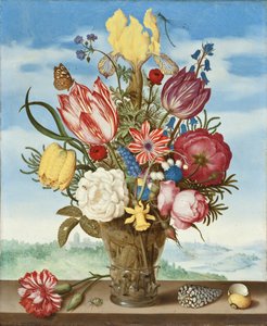 Bouquet de fleurs sur une corniche