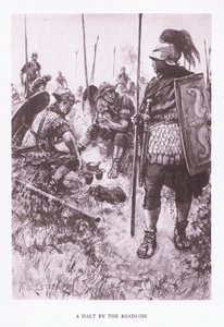 Une halte au bord de la route, illustration de The Roman Soldier, 1928