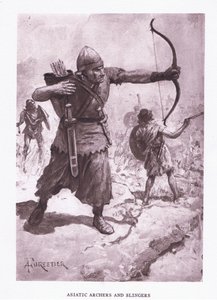 Archers et frondeurs asiatiques, illustration de The Roman Soldier, 1928