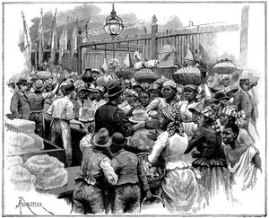 Étal de glace au marché, Georgetown, Demerara, Guyana Guyane britannique, 1888 - Amedee Forestier