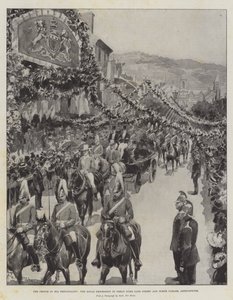 Le Prince dans sa Principauté, la Procession Royale dans Great Duke Gate Street et North Parade, Aberystwith - Amedee Forestier