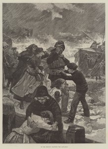 Au secours, manœuvrant le canot de sauvetage