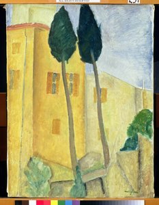 Cyprès et maison, 1919 - Amedeo Modigliani