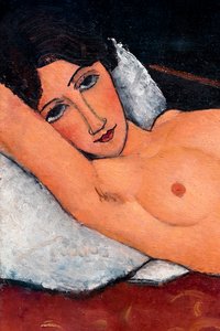 Nu allongé sur un coussin blanc, vers 1917 (Huile sur toile) - Amedeo Modigliani