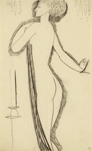 Femme nue debout de profil avec une bougie allumée, c. 1911 - Amedeo Modigliani