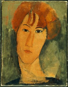 Jeune femme aux cheveux roux portant un col - Amedeo Modigliani