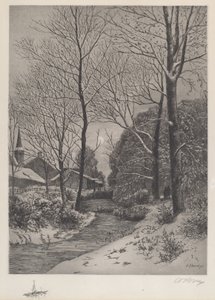 Promenade au clair de lune en hiver - American 19th Century