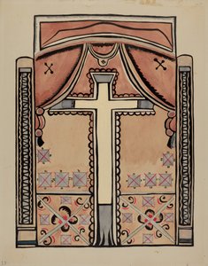 Panneau - Croix et draperies - American 20th Century